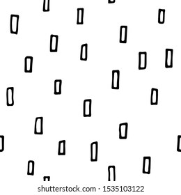 Seamless neutral pattern. Black hand-drawn rectangles on a white background. Scandinavian cozy ornament. Vector illustrations with geometric shapes for wallpaper, posters, wrapping paper, textiles