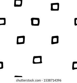 Seamless neutral pattern. Black hand-drawn squares on a white background. Scandinavian cozy ornament. Vector illustrations with geometric shapes for wallpaper, posters, wrapping paper, textiles