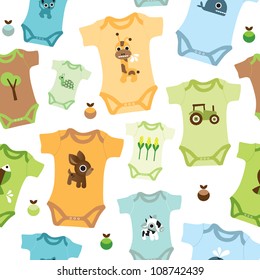 Seamless new born baby boy fashion pattern background in vector