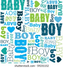 Seamless New Born Baby Boy Pattern In Vector