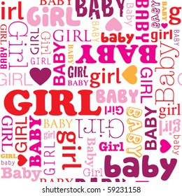 Seamless New Born Baby Girl Wrapping Paper Pattern In Vector