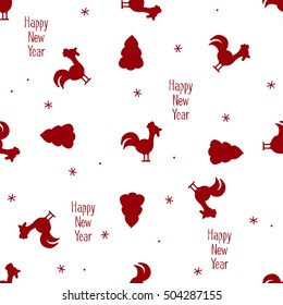 Seamless new year 2017 with rooster red and white pattern, wrapping paper design for gift box