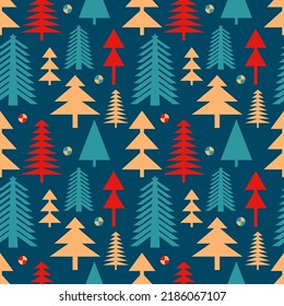 Seamless New Year and Christmas pattern in scandinavian style. Vector illustration.
