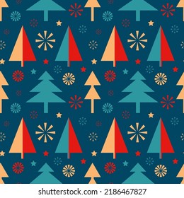 Seamless New Year and Christmas pattern in scandinavian style. Vector illustration.