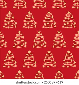 Seamless New Year and Christmas print pattern wallpaper background with decorative fir trees vector illustration winter minimalism picture 