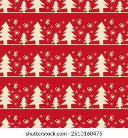 Seamless New Year and Christmas print pattern wallpaper background with decorative fir trees vector illustration winter minimalism picture 