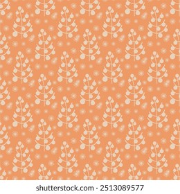 Seamless New Year and Christmas print pattern wallpaper background with decorative fir trees vector illustration winter minimalism picture 