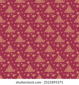 Seamless New Year and Christmas print pattern wallpaper background with decorative fir trees vector illustration winter minimalism picture	