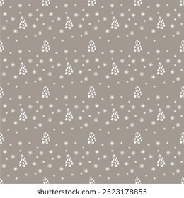 Seamless New Year and Christmas print pattern wallpaper background with decorative fir trees vector illustration winter minimalism picture	