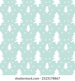 Seamless New Year and Christmas print pattern wallpaper background with decorative fir trees vector illustration winter minimalism picture	