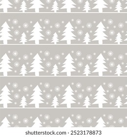 Plano de fundo de papel de parede de padrão de impressão de Natal e Ano Novo sem costura com abetos decorativos ilustração vetor inverno minimalismo imagem	