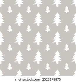 Seamless New Year and Christmas print pattern wallpaper background with decorative fir trees vector illustration winter minimalism picture	