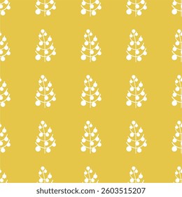 Seamless New Year and Christmas print pattern wallpaper background with decorative fir trees vector illustration winter minimalism picture	

