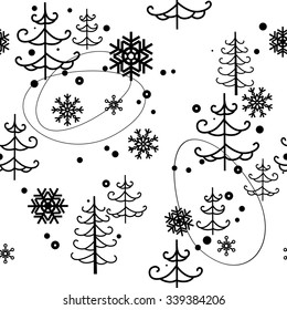 Seamless New year and Christmas Tree Pattern. Christmas Texture. New Year Background.