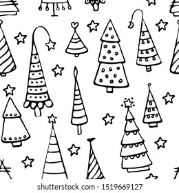 Seamless new year pattern, Christmas tree