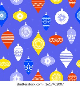 Seamless new year pattern of Christmas balls for gift wrapping. Flat vector illustration.