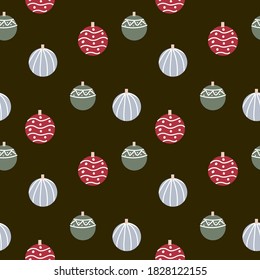 
seamless new year pattern with christmas balls for design of fabric, notebooks, wrapping paper. winter print. poster for children in the Scandinavian style.