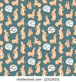 Seamless new year pattern with rabbits