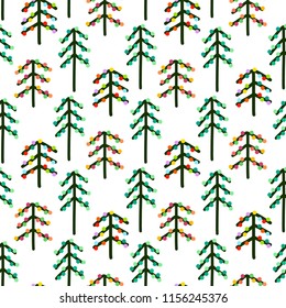 Seamless new year tree pattern in minimalistic style