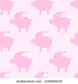 
Seamless new year vector pattern with pig.