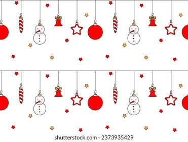 seamless New Year,Christmas pattern of red toys for the Christmas tree