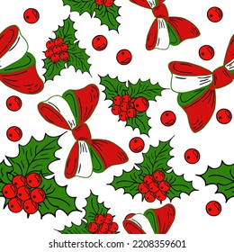 Seamless New Year's background, pattern with Christmas elements. Hand drawing. For your festive decor.