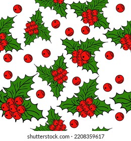 Seamless New Year's background, pattern with Christmas elements. Hand drawing. For your festive decor.