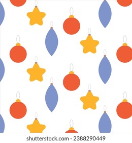 Seamless New Year's background, pattern with Christmas elements. Hand drawing. For your festive decor.