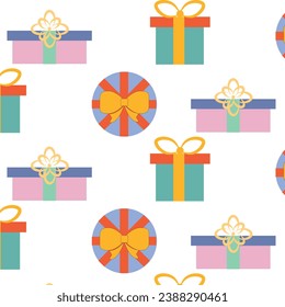 Seamless New Year's background, pattern with Christmas elements. Hand drawing. For your festive decor.