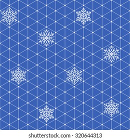 Seamless New Year's and Christmas geometrical background with snowflakes. Vector illustration