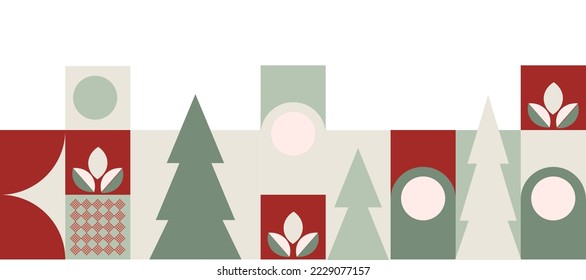 Seamless New Year's Christmas pattern of geometric shapes. For printing on textiles, wrapping material, invitations, postcards, backgrounds