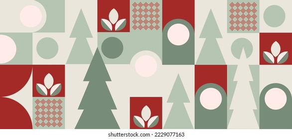 Patrón navideño de formas geométricas de Año Nuevo sin foco. Para imprimir sobre textiles, embalajes, invitaciones, postales, fondos