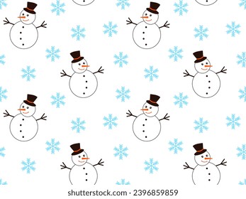 Seamless New Year's Christmas pattern with snowmen