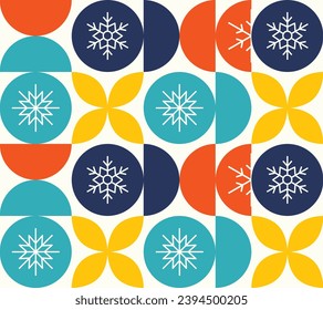 Seamless New Year's Eve pattern with snowflake. Colorful geometric design for wrapping paper, scrapbooking paper, cards and fabric.