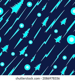 seamless New Year's pattern in blue shades for prints on fabrics, New Year's wrappings, bags and for decorating interiors in New Year's style