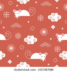 Seamless new year's pattern, cute mouses