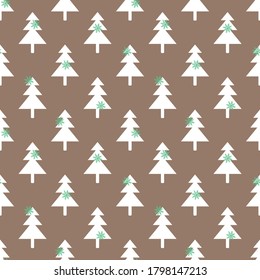 Seamless New Year's pattern of fir trees and snowflakes. Vector stock illustration eps10