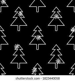 Seamless New Year's pattern of fir trees and snowflakes. Vector stock illustration eps10