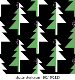 Patrón de abetos de Año Nuevo sin foco. Ilustración de material vector eps10