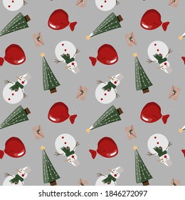 
seamless New Year's pattern on a light background print for the design of fabric, t-shirts, tablecloths, wrapping paper. christmas patterns