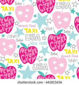 seamless new york city pattern vector illustration