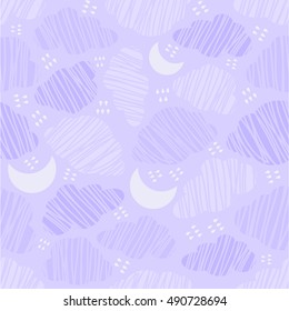 Seamless night sky with clouds pattern