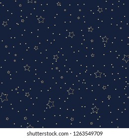 Seamless night sky pattern in winter theme. Eps 10.