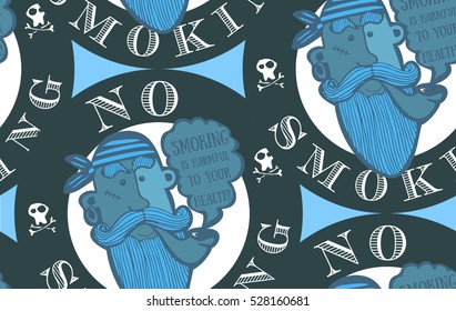 seamless, no smoking sign, smoking is bad for your health, pirate, sailor