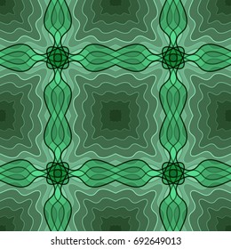 Seamless non-standard checkered pattern. Grunge style. Light green and dark green tones.