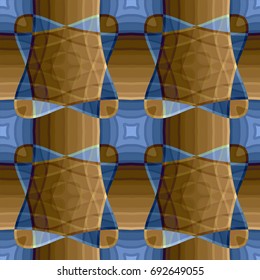 Seamless non-standard checkered pattern. Grunge style. Blue and brown tones.