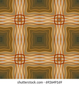 Seamless non-standard checkered pattern. Grunge style. Brown, orange, red, gray, khaki.