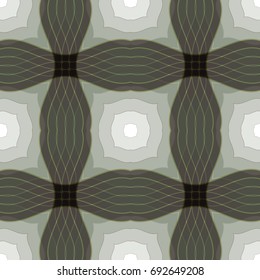 Seamless non-standard checkered pattern. Grunge style. Gray-green and brown-gray tones.