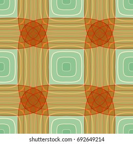 Seamless non-standard checkered pattern. Grunge style. Red, orange, green, white.
