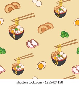 Seamless noodles pattern. (Delicious background)